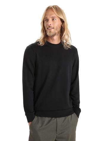 Black Men's Icebreaker Merino Shifter Long Sleeve Sweatshirt Hoodie | USA 1278SGLO